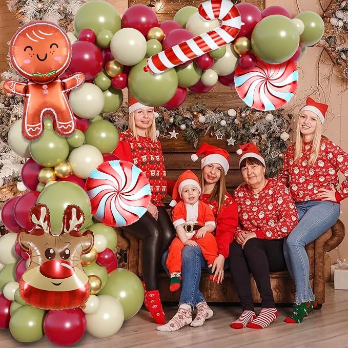Christmas Balloon Garland Arch Kit, Gingerbread Man Windmill Foil Balloons - Image 7