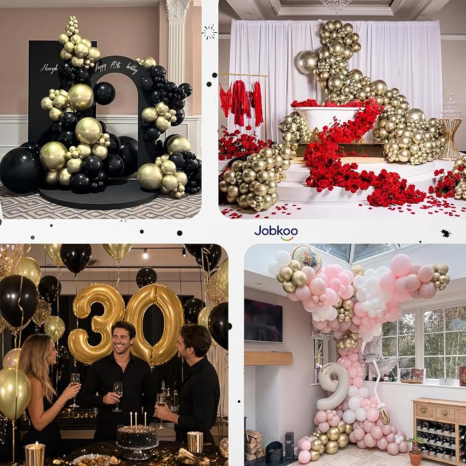 Jobkoo Metallic Gold Balloons, 12 Inch Chrome Light Gold Latex Balloon | - Image 7