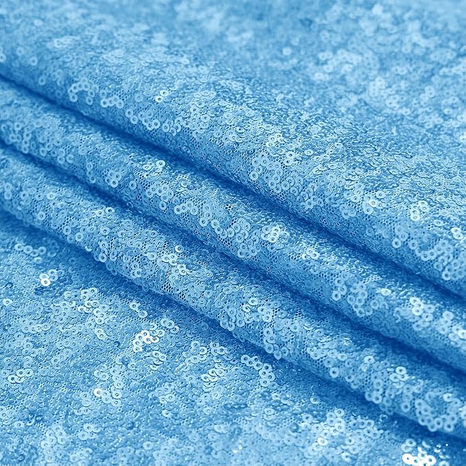 Sugargirl Blue Sequin Backdrop Curtain 8FTx8FT Glitter Blue Background Drapes - Image 9