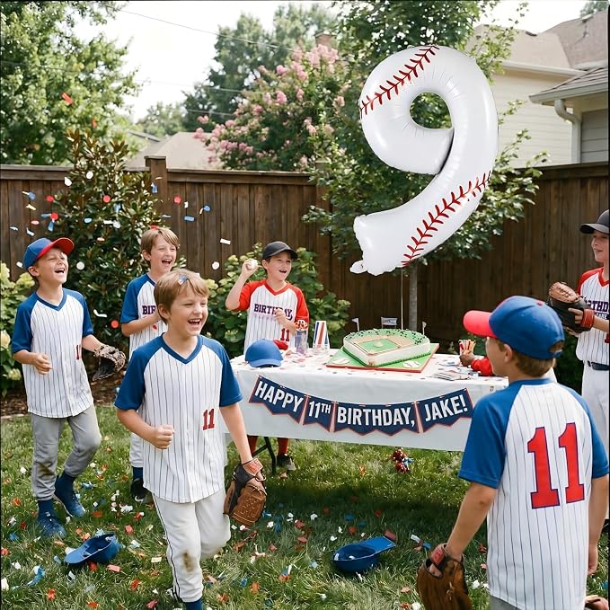 Jenaai Baseball Number 9 Balloons 40 Inch Baseball Theme Birthday Party - Image 6