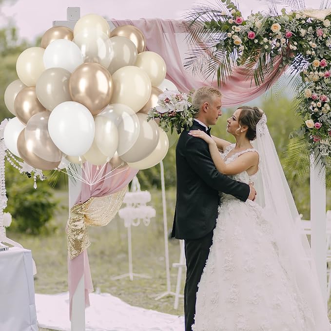 Beige White Gold Balloons - Image 9