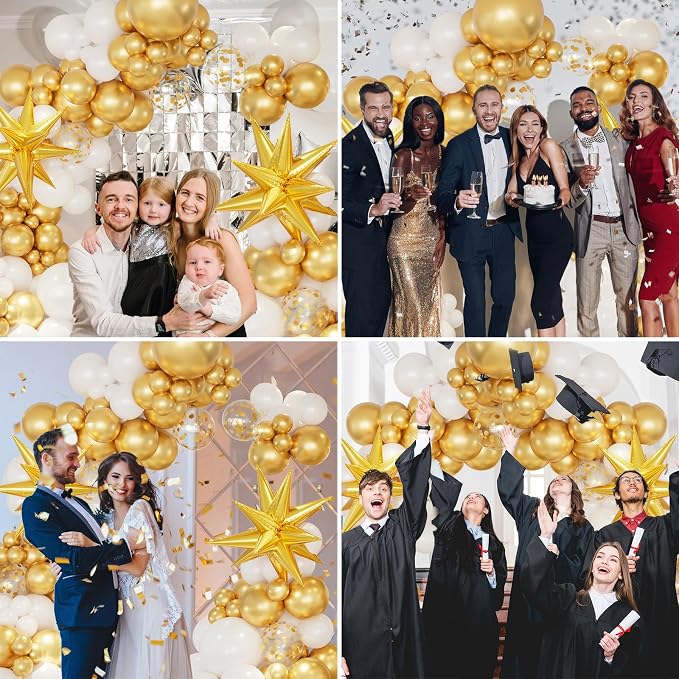146pcs White and Gold Balloons Garland Arch Kit - Image 5