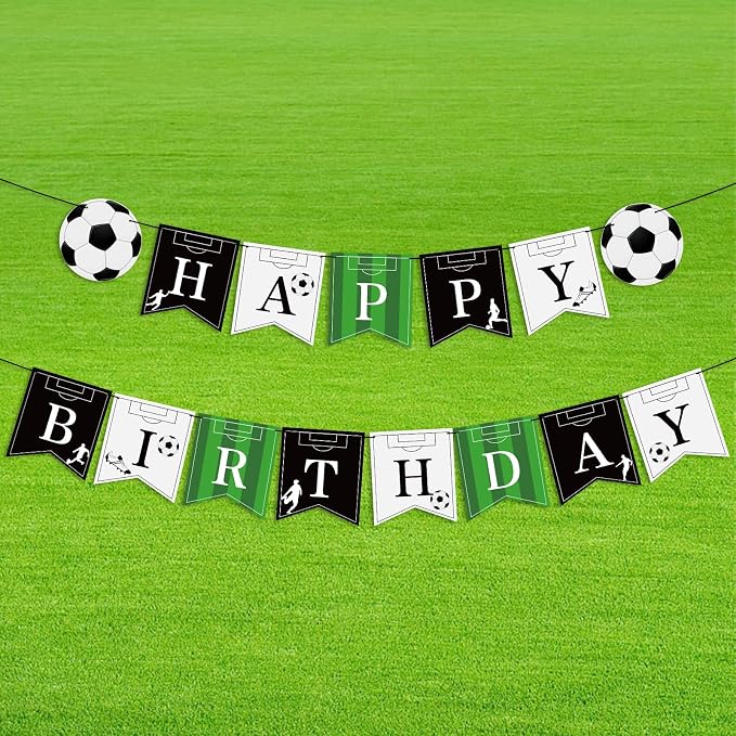 Soccer Happy Birthday Banner Bunting Garlands Sign Soccer Birthday Party - Image 9