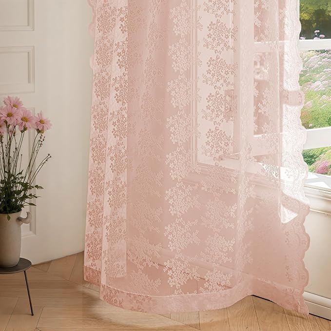 Anmao Vintage Lace Curtains 84 Inches Long 2 Panels Set, Romantic Elegant Light - Image 8