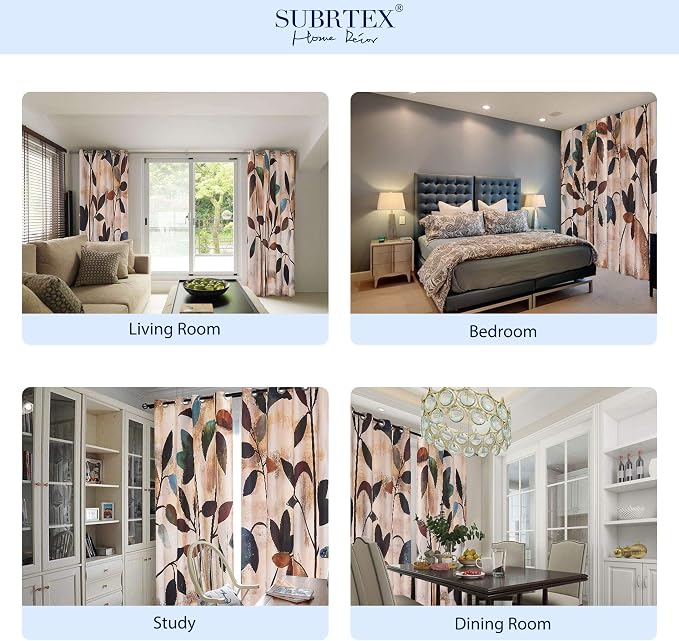 SUBRTEX Light Flitering Curtains 52Wx72L, Room Darkening Vibrant Floral Drapes - Image 6
