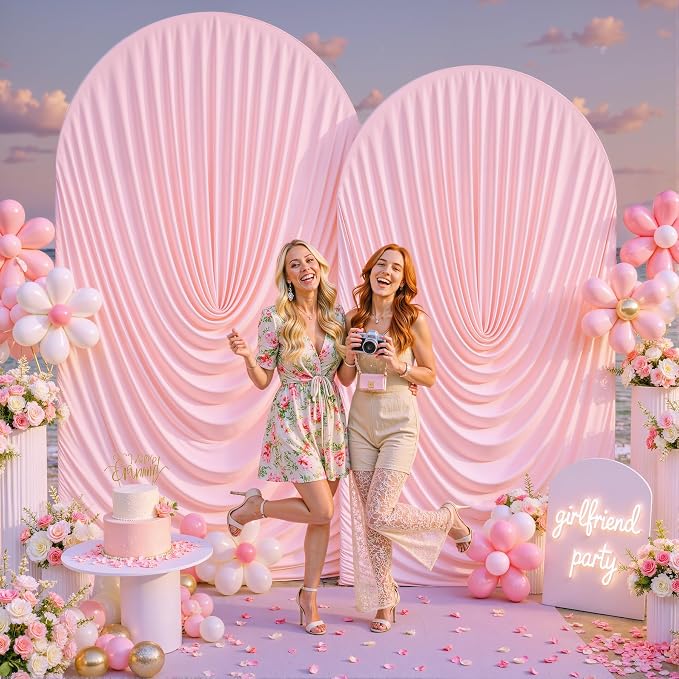 Pink Wedding Arch Backdrop Cover 7.2ft and 6ft Draped Arch Covers Stretchy - Image 8