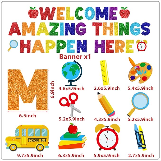 Welcome Amazing Things Happen Here Banner, Welcome Back Banner School - Image 6