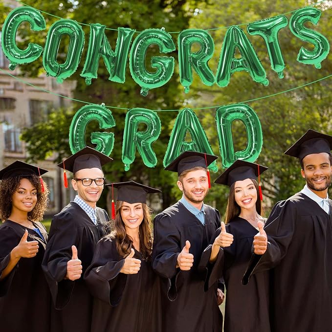 16 Inch Green Congrats Grad Banner Balloons, Graduation Decorations 2026 - Image 5