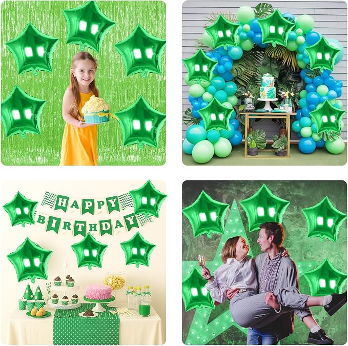 Green Star Balloons Foil, 18 Inch Metallic Stars Balloon - Image 9
