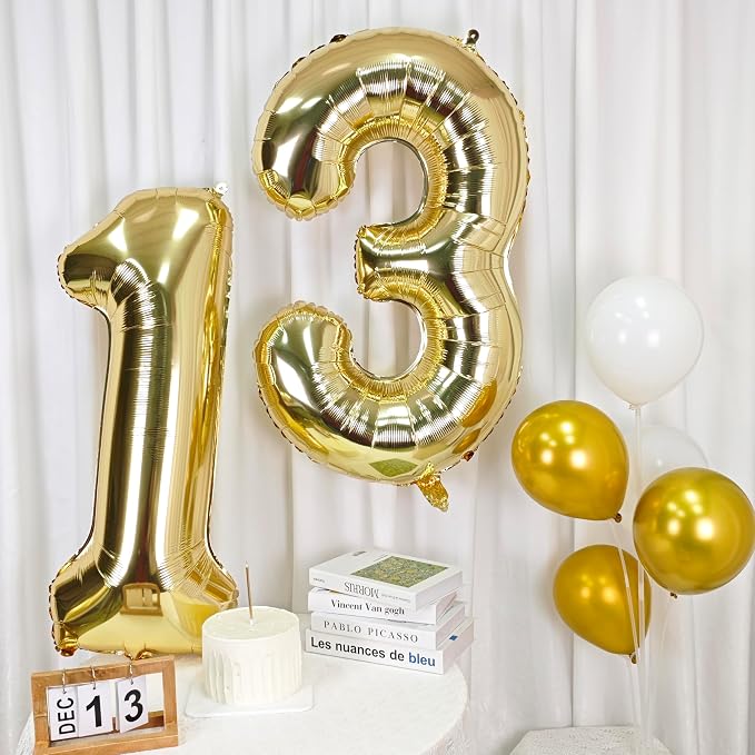 40 Inch Light Gold 6 Number Balloons Large Champagne Gold Number | White Gold - Image 5