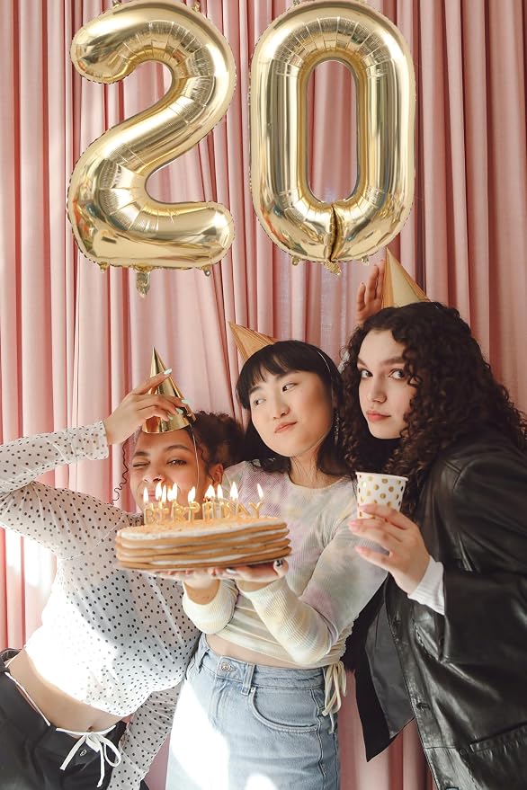 Light Gold 17 Number Balloons 40 Inch Giant Champagne Gold Birthday Numbers | - Image 6