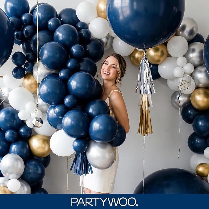 PartyWoo Navy Blue Balloons 100pcs Dark Blue Color 36 18 12 10 5 Inch | 36 18 - Image 9