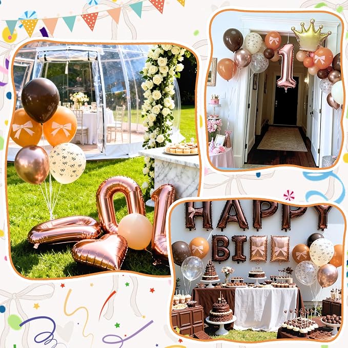 Brown Bow Balloons, Neutral Brown Balloons 50pcs 12 Inch Dark Coffee Tan - Image 7