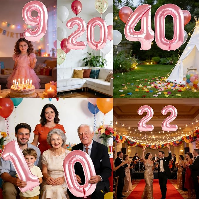 40 Inch Number 40 Balloons for 40th Birthday Party Decorations, 0-100 Jewelry - Image 7