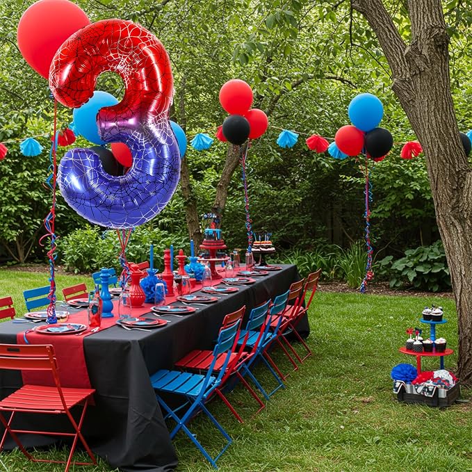 40 Inch Red Blue Number 3 Balloon - Image 6