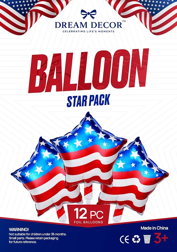 Dream Decor American Flag Star Balloons 12 Pack – 18 Inch Patriotic Foil Star - Image 8