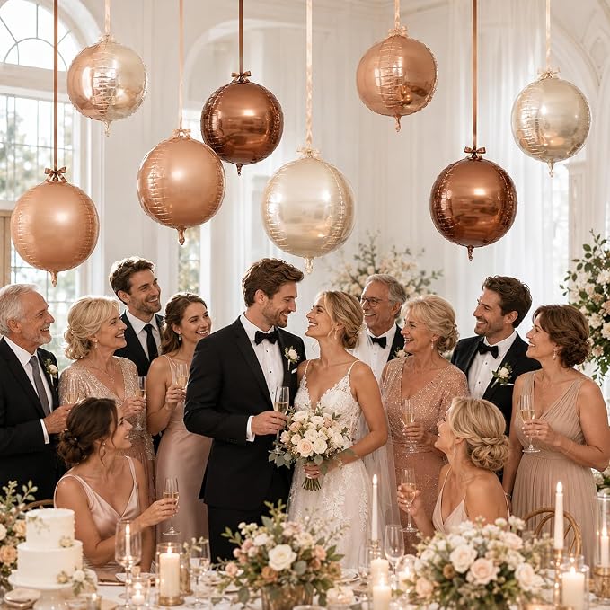 Brown Sand White Round Foil Balloons - Image 9