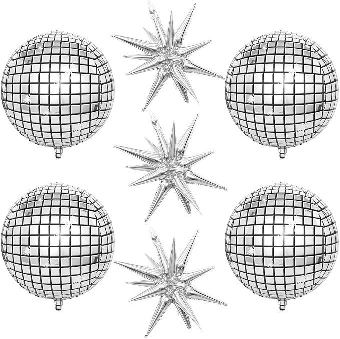 HILAVO 22 Inch Large 4D Metallic Silver Disco Ball Balloon - Image 9
