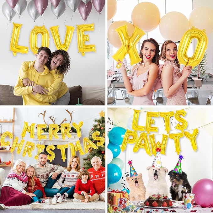 26 Pcs Gold Letter Balloons, 16 Inch Foil Alphabet Letter Balloons, Letter A-Z - Image 7
