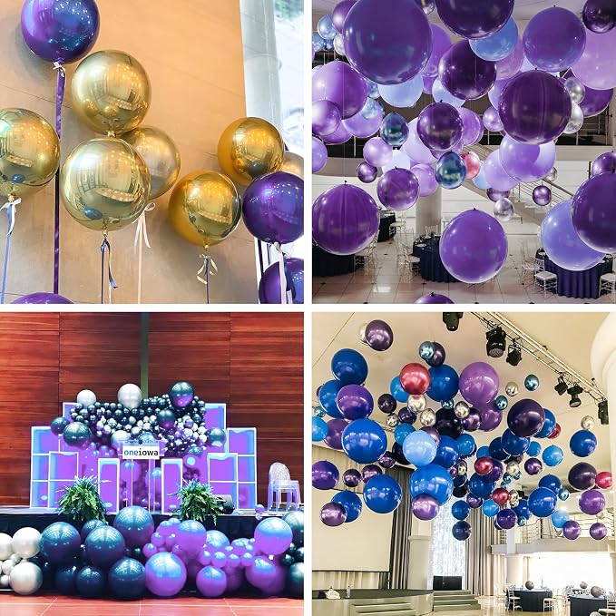 PartyWoo Metallic Purple Large Round Giant Foil 4D Balloons 6pcs 22 Inch | 22 - Image 7