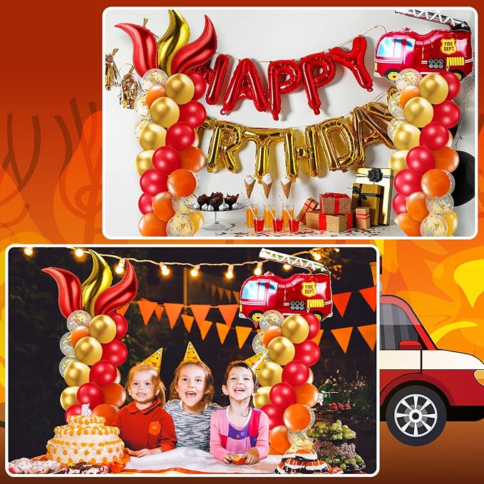 Kasyat 2 Set Fire Truck Party Balloon Column Stand Kit - Image 7