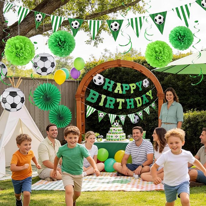 OBBOLO Soccer Birthday Party Decorations, Pre-Strung Soccer Birthday Banners - Image 7