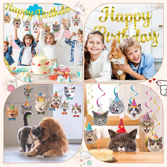 Cat Theme Birthday Party Decorations, Cat Birthday Decoration Happy Birthdays - Image 6
