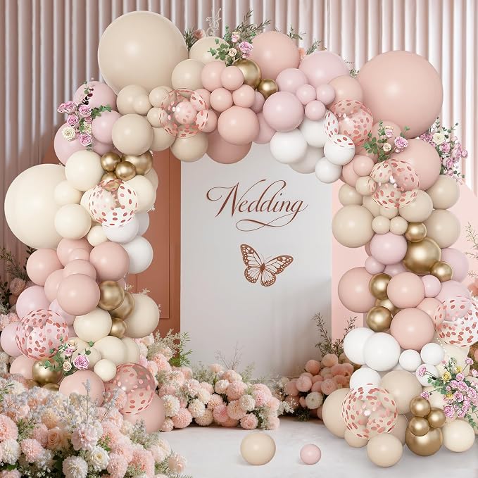 Amandir 173Pcs Boho Dusty Pink Balloon Arch Garland Kit | Neutral Baby Pink - Image 7