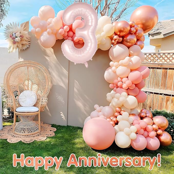 Light Pink Number 3 Balloon, 40 Inch Giant Mylar Number Balloons, Large Foil - Image 7