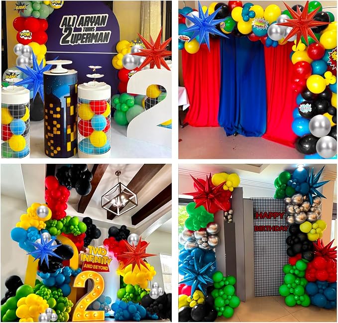 137pcs Red Blue Yellow Green Black Balloon Arch Garland Kit - Image 7