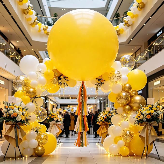 5Pcs Yellow Big Balloons 36 Inch, Round Large Latex Party Balloons - Image 7