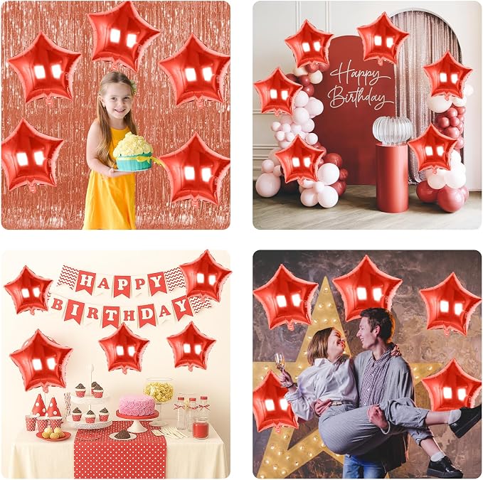 Red Star Balloons Foil, 18 Inch Metallic Stars Balloon - Image 8