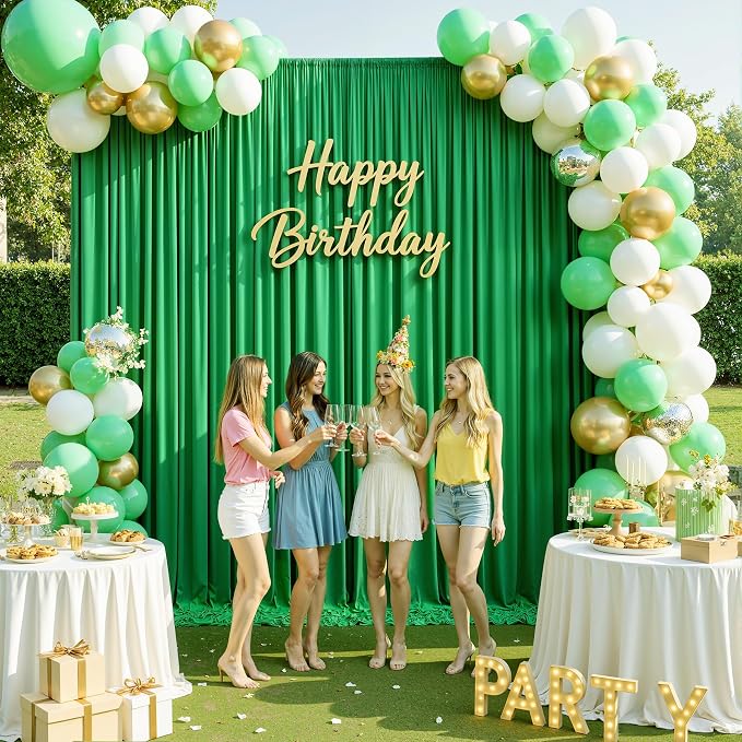 10x12 ft Green Backdrop Curtains - Image 8