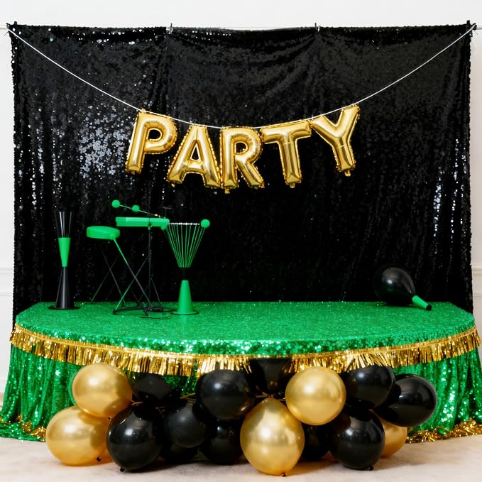 Sequin Backdrop Black Curtain 6 Panels 2ftx8ft Sparkly Party Background | - Image 7