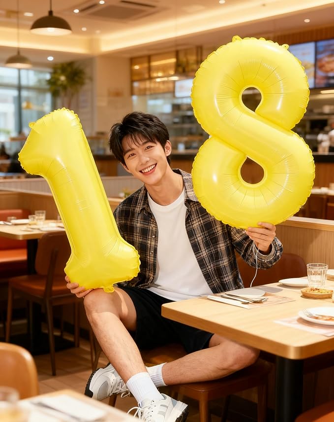 Yellow Number 4 Balloon 40 inch, Balloon numbers party supplies, deco photo - Image 5
