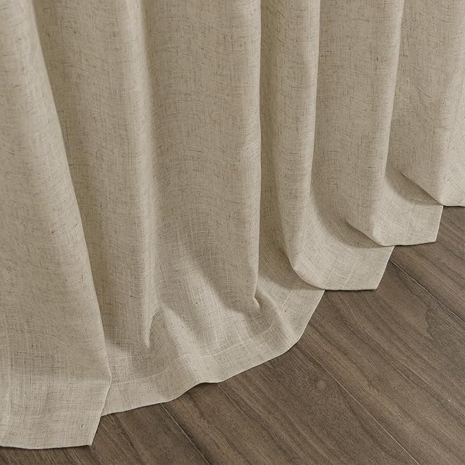Eggshell Beige Linen Curtains 132 Inch Length - Image 9