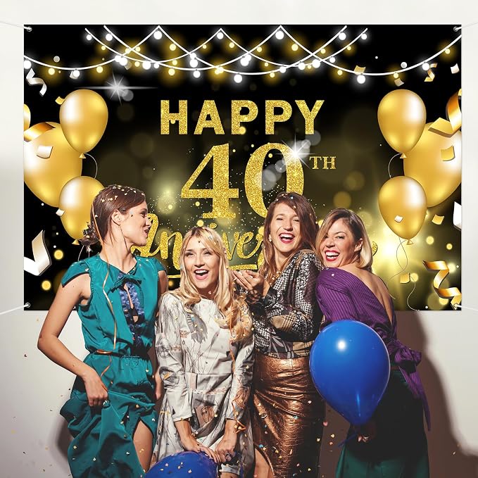 WeBenison Happy 40th Anniversary Backdrop 40th Wedding Anniversary Photography - Image 7