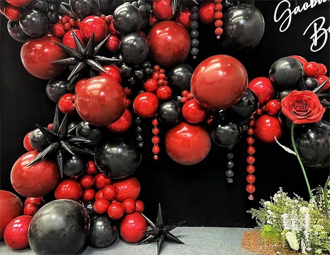 MEBAY Black Gold Red Balloons Garland Arch Kit, Wedding Backdrop, Baby Shower - Image 7