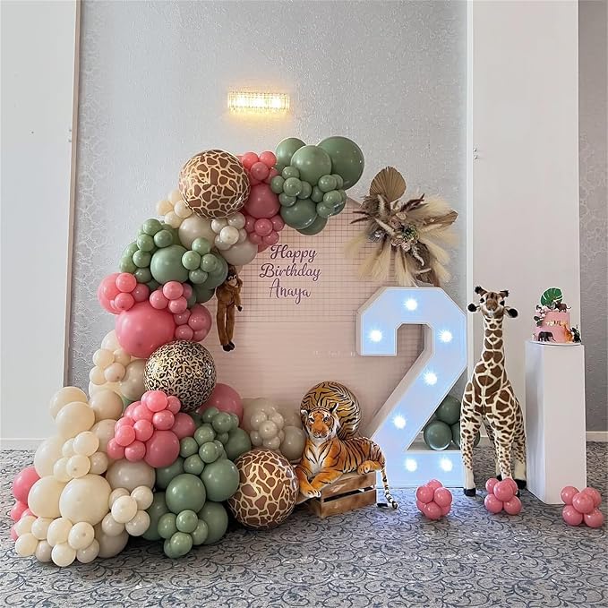 Pink Jungle Safari Balloons, Light Pink Cream Beige Balloon - Image 7
