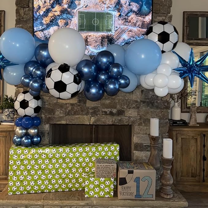 Soccer Balloons, Metallic Blue Silver Balloons - Image 8