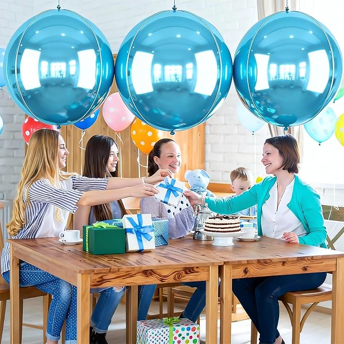 50 Inch Giant Light Blue Round Foil Balloons - Image 6