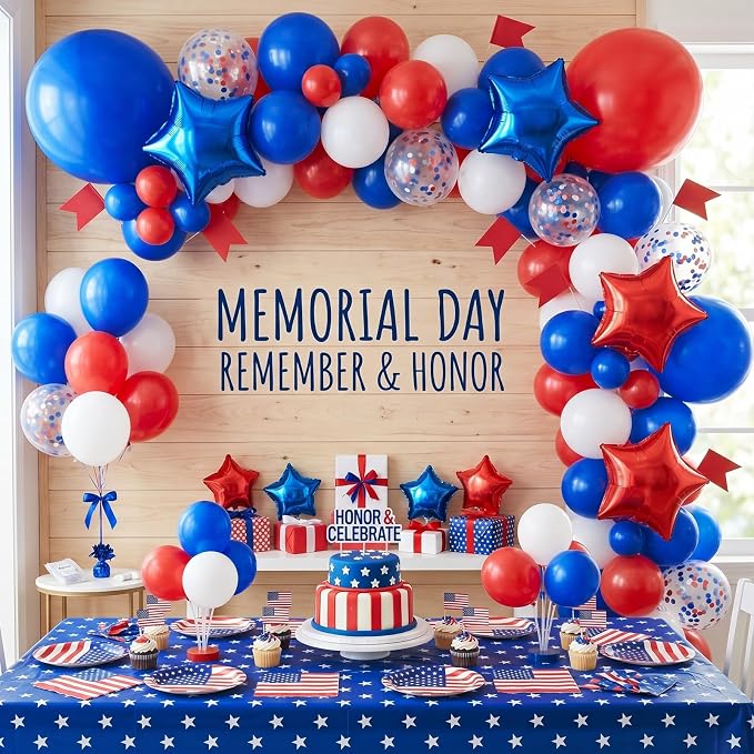 RUBFAC Red White and Blue Balloons Arch Kit, 4th of July Balloons Patriotic - Image 7