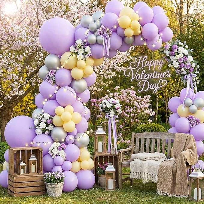 APLANET 150pcs Pastel Purple Balloon Different Sizes 18 12 10 5 Inches Light - Image 7