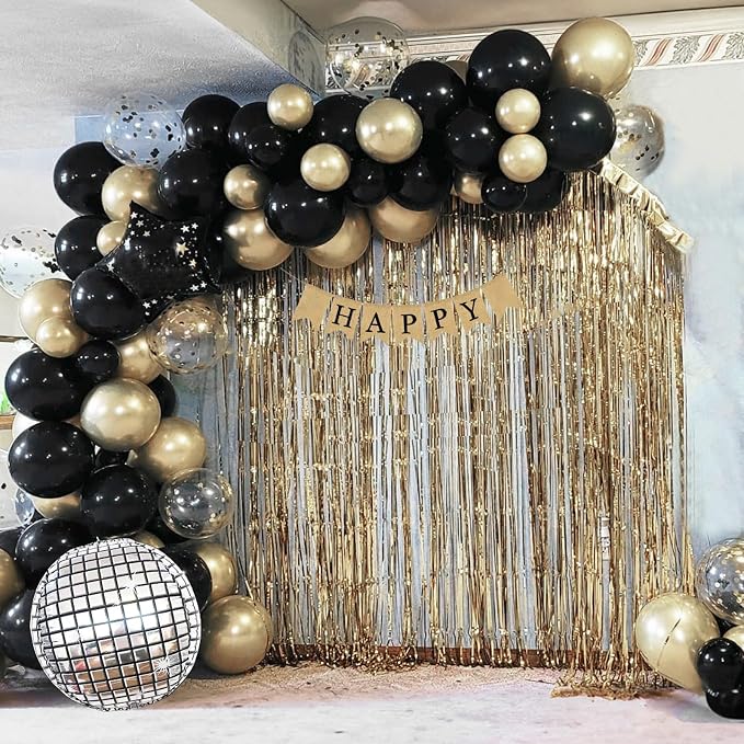 Black and Gold Balloons Garland Arch Kit, 18 12 10 5 Inch Black Metallic Gold - Image 9