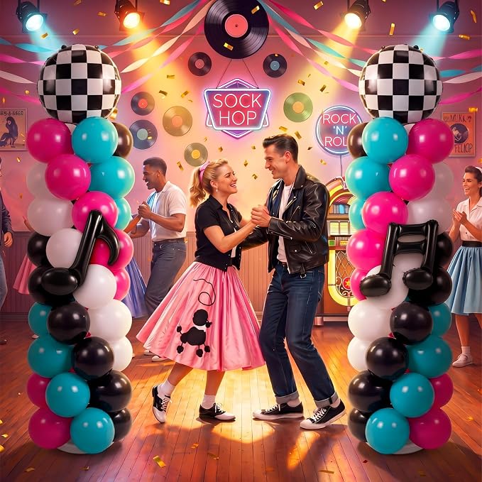 Arrowbash 2 Sets 165 Pcs 50s Rock and Roll Party Balloon Column Stand Kit | - Image 8