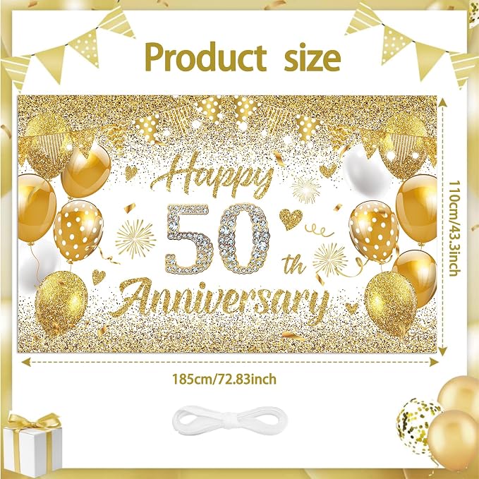 50th Wedding Anniversary Banner Decorations - Image 7
