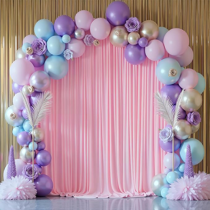 Pink Backdrop Curtain for Wedding Parties Backdrop Drapes 10x10FT | Wrinkle - Image 6