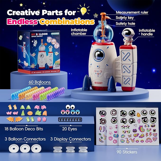 PINSHILE DIY Space Magic Balloon Craft Kit, Sticker Decorated Balloons Toy - Image 7