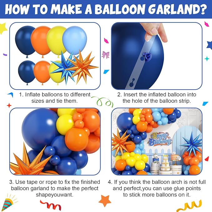 Blue and Orange Yellow Balloon Arch Kit - Image 6