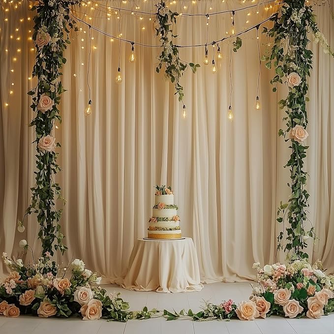 10ft x 8ft Wrinkle Free Champagne Backdrop Curtains - Image 7